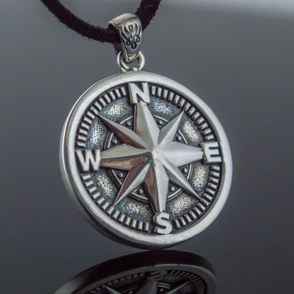 Handcrafted Compass Rose Medallion - Sterling Silver