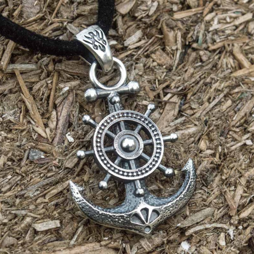Handcrafted Anchor & Helm Pendant - Sterling Silver