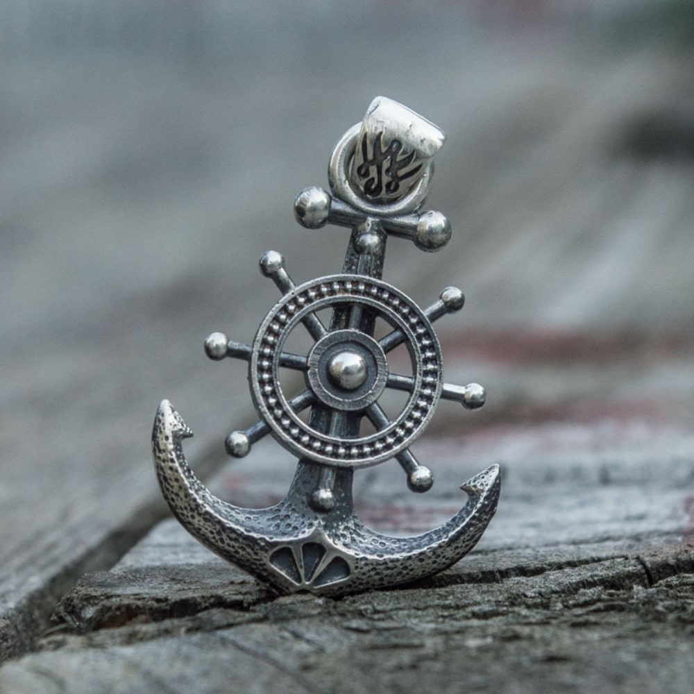 Handcrafted Anchor & Helm Pendant - Sterling Silver