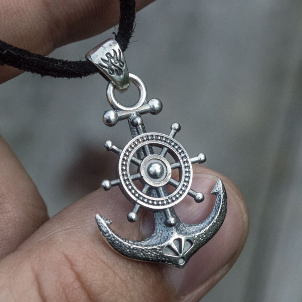 Handcrafted Anchor & Helm Pendant - Sterling Silver