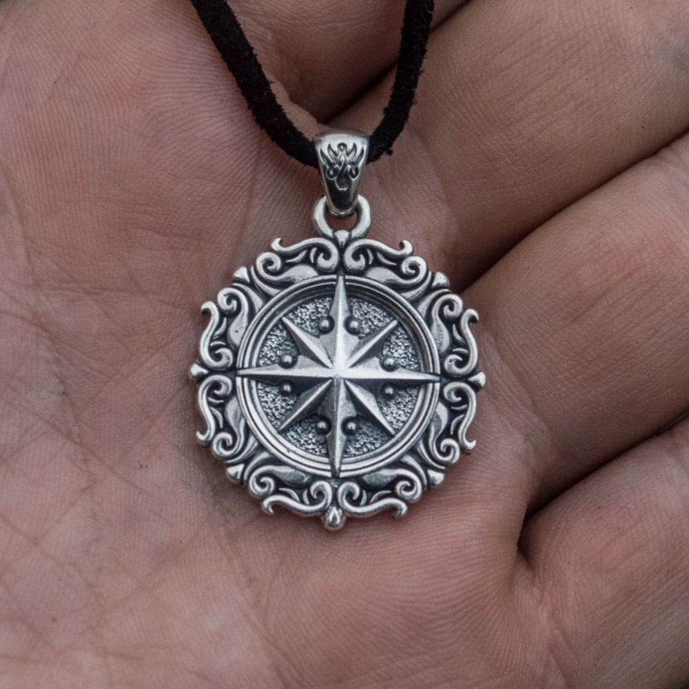 Handcrafted Seafarer's Compass Pendant - Sterling Silver