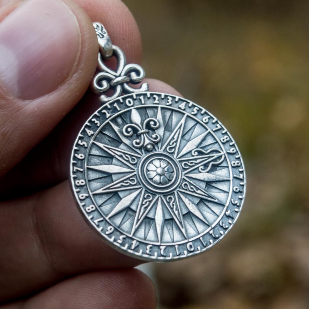 Handcrafted Navigator's Compass Medallion - Sterling Silver