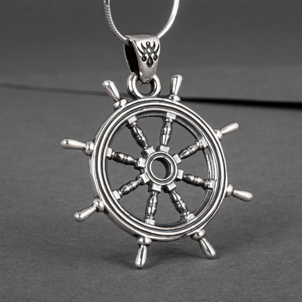 Handcrafted Ship's Wheel Pendant Sterling Silver