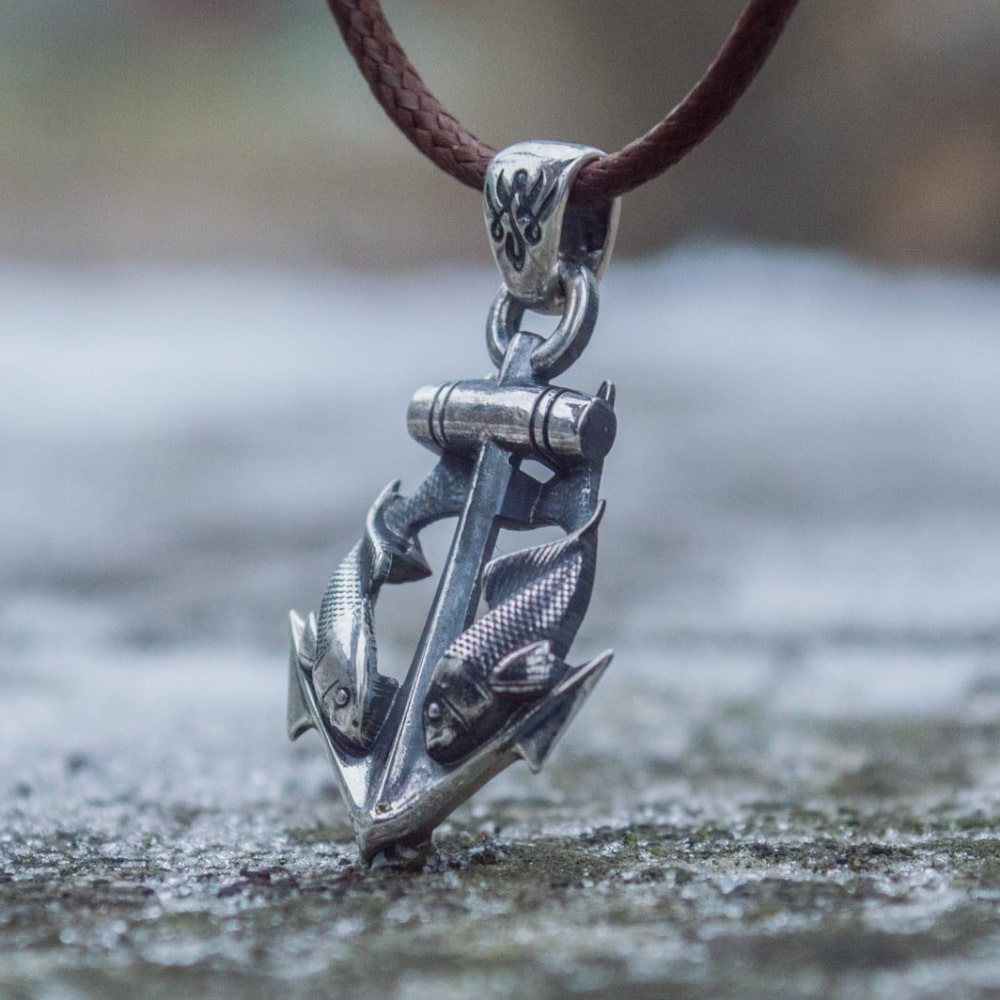 Handcrafted Anchor & Fish Pendant - Sterling Silver