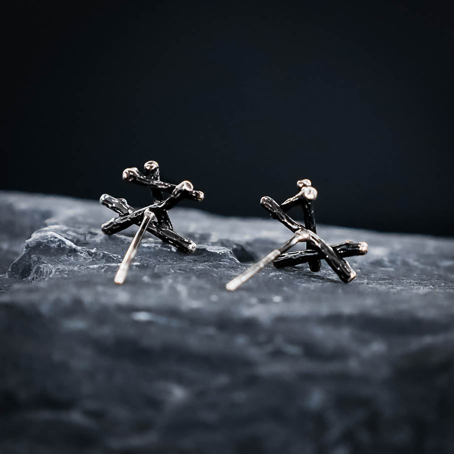 Dagaz Rune Stud Earrings - Sterling Silver