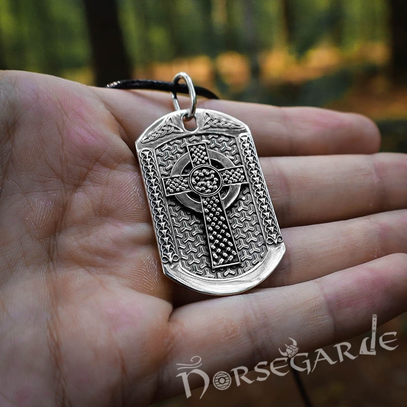 Handcrafted Celtic Cross Viking Dog Tag - Sterling Silver