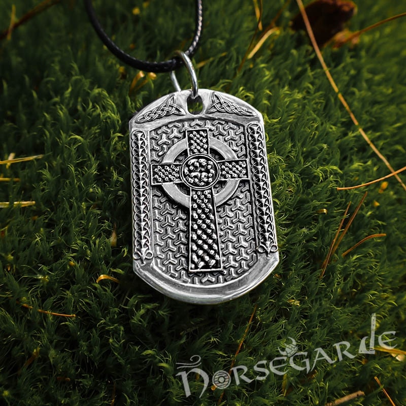 Celtic Cross Mens Tag Necklace Silver Sterling Silver Celtic Cross