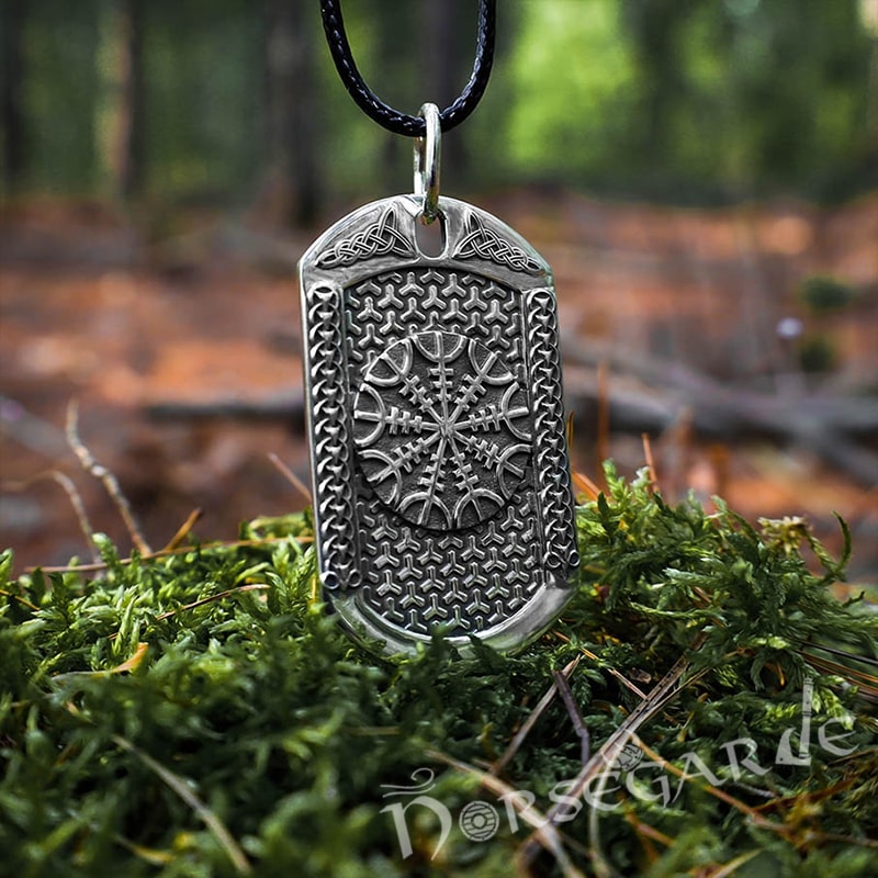 Handcrafted Helm of Awe Viking Dog Tag - Sterling Silver