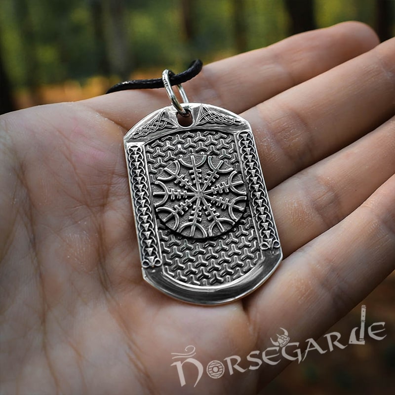 Handcrafted Helm of Awe Viking Dog Tag - Sterling Silver