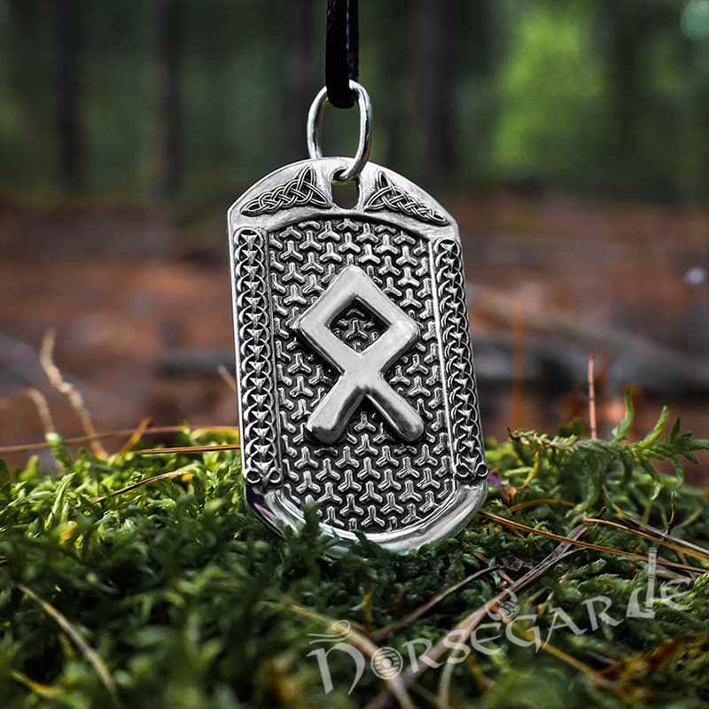 Handcrafted Othala Viking Dog Tag - Sterling Silver