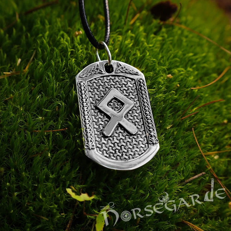 Handcrafted Othala Viking Dog Tag - Sterling Silver