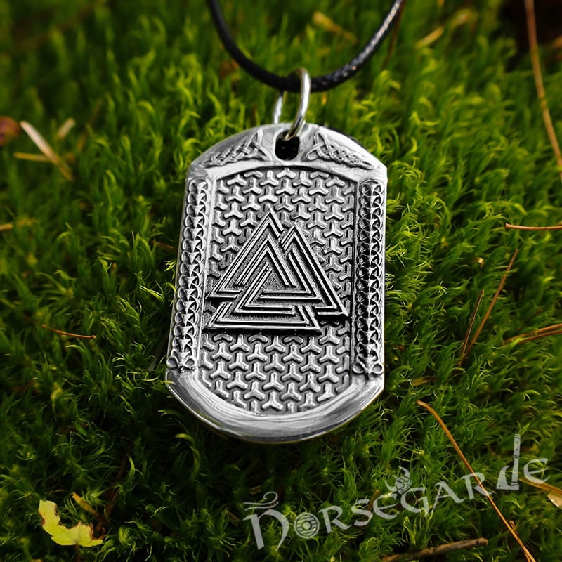 Handcrafted Valknut Viking Dog Tag - Sterling Silver