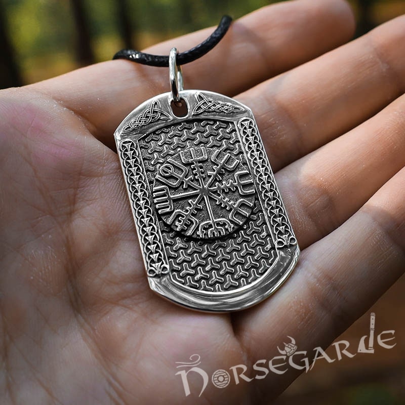 Handcrafted Vegvisir Viking Dog Tag - Sterling Silver
