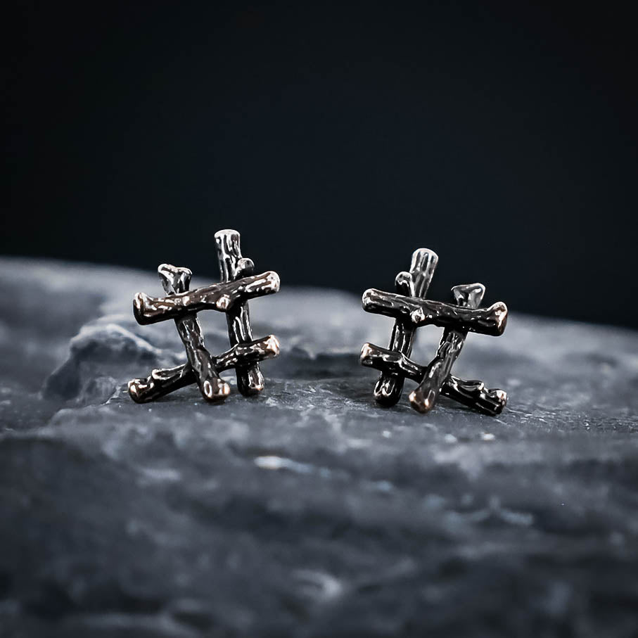 Ingwaz Rune Stud Earrings - Sterling Silver