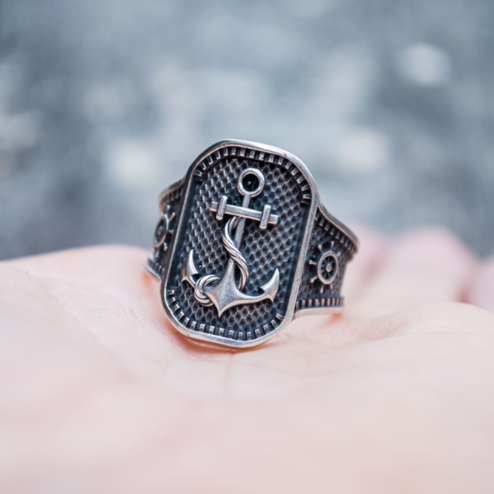 Handcrafted Anchor Plate Ring - Sterling Silver