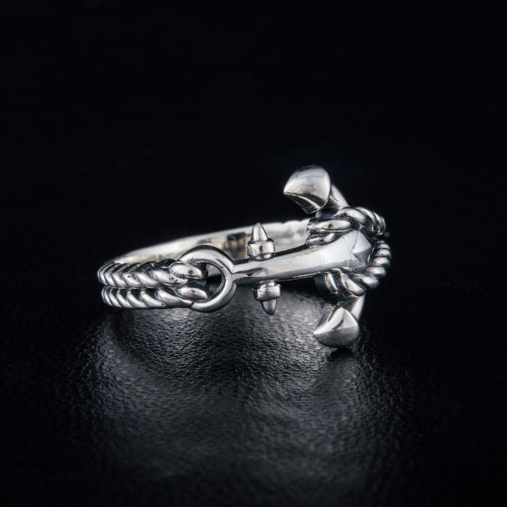 Handcrafted Naval Rope and Anchor Ring - Sterling Silver