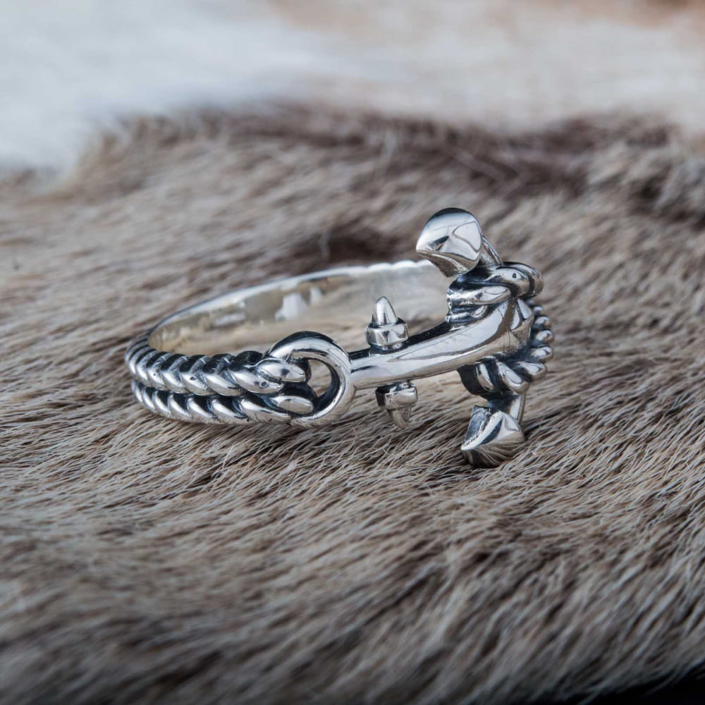 Handcrafted Naval Rope and Anchor Ring - Sterling Silver