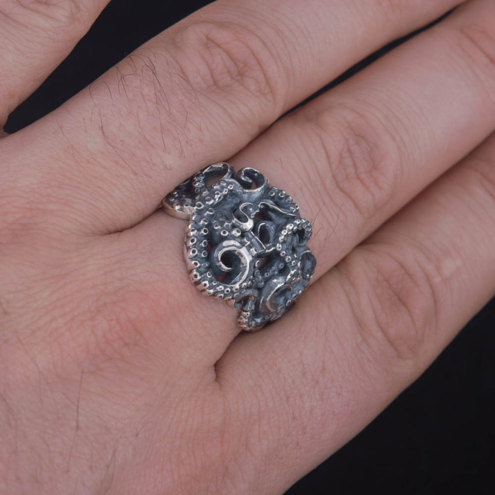 Handcrafted Coiled Tentacles Ring - Sterling Silver