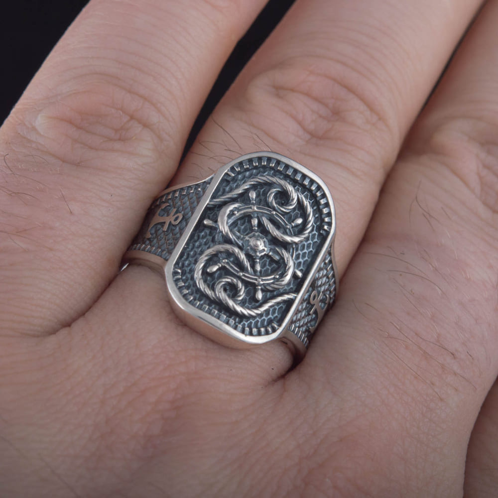 Handcrafted Ship's Wheel Knot Ring - Sterling Silver