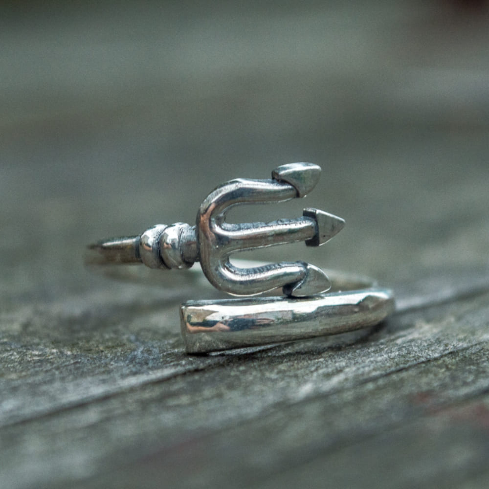 Handcrafted Sea Trident Ring - Sterling Silver