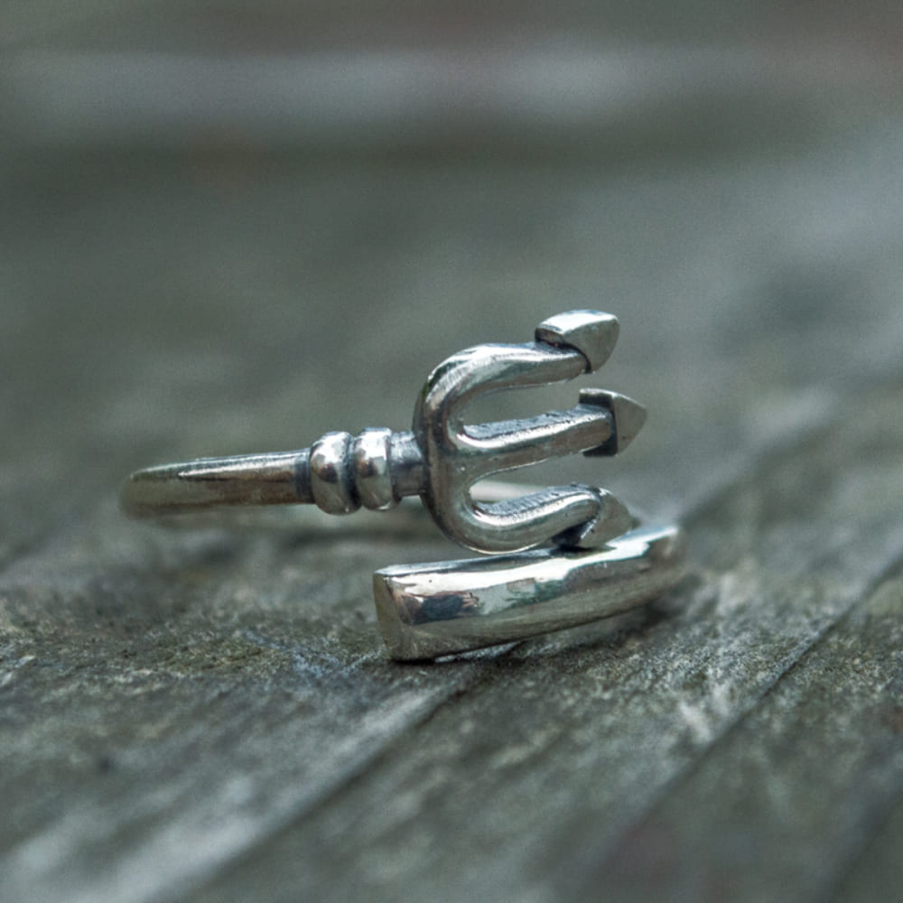 Handcrafted Sea Trident Ring - Sterling Silver