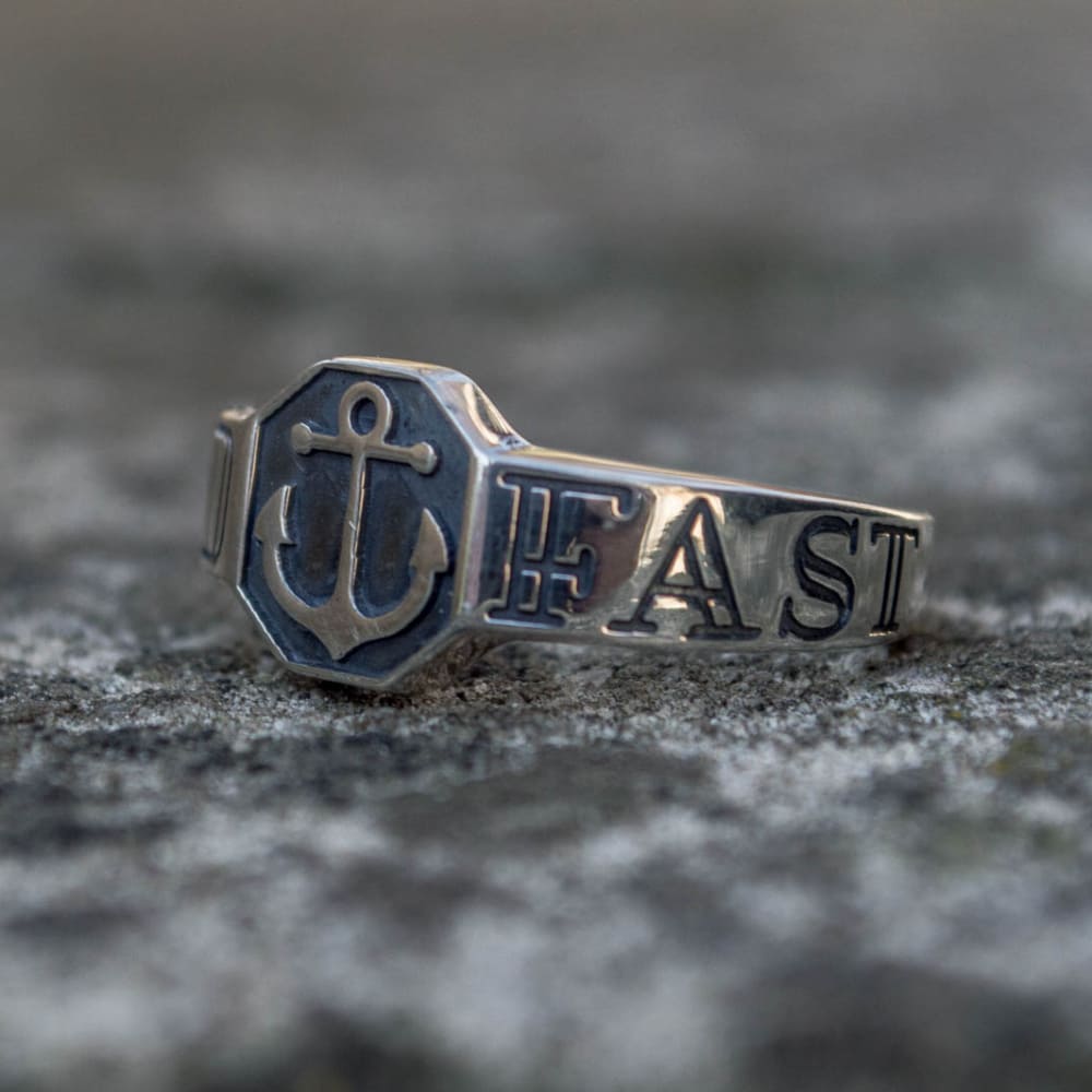 Handcrafted Hold Fast Anchor Ring - Sterling Silver