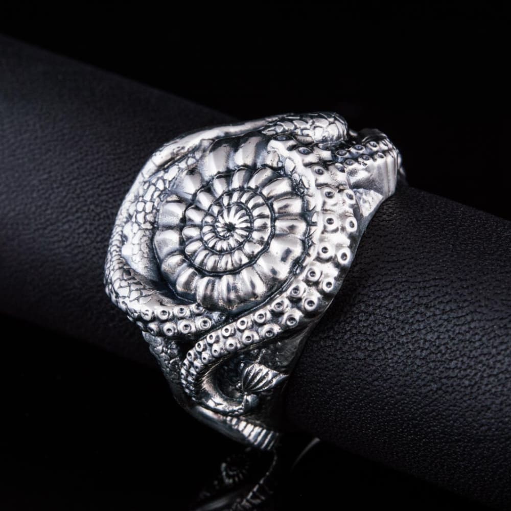 Handcrafted Deep Sea Nautilus Ring - Sterling Silver