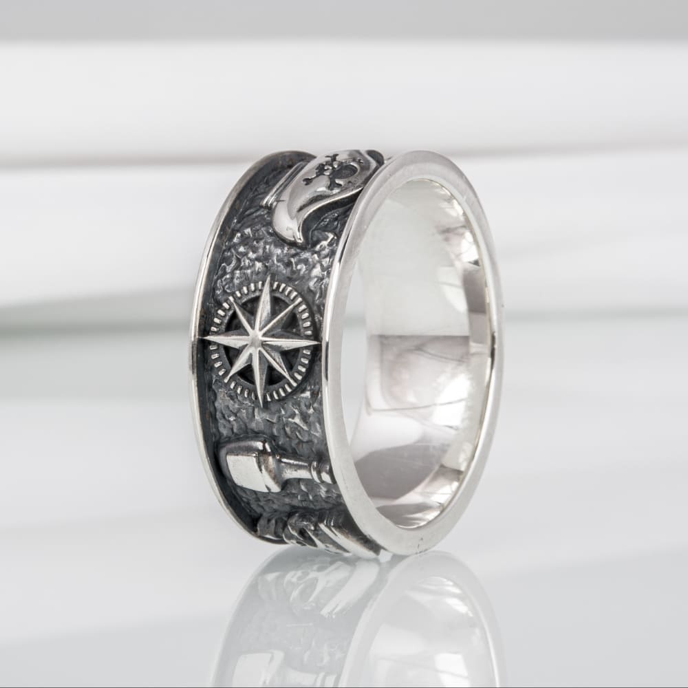 Handcrafted Pirate-Inspired Nautical Ring - Sterling Silver