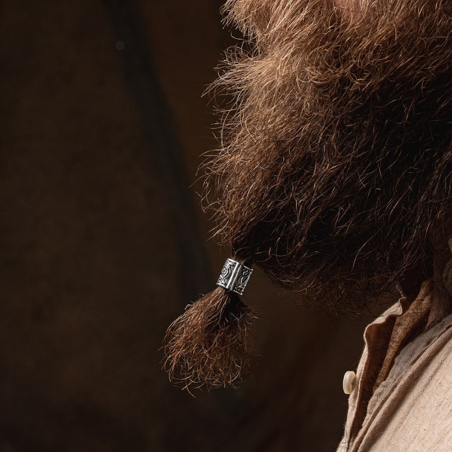 Handcrafted Odin's Beard Bead with Latch & Grip Teeth - Sterling Silver