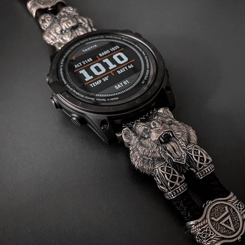 Handcrafted Viking Wolf Wristband for Apple Watch - Sterling Silver