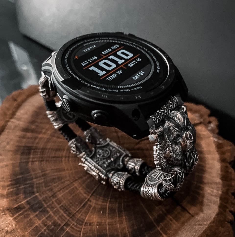 Handcrafted Viking Wolf Wristband for Apple Watch - Sterling Silver