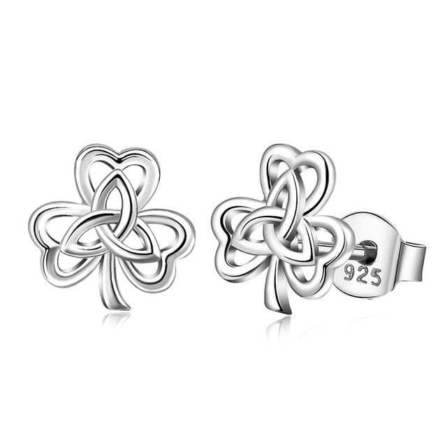 Celtic Clover Stud Earrings - Sterling Silver - Norsegarde