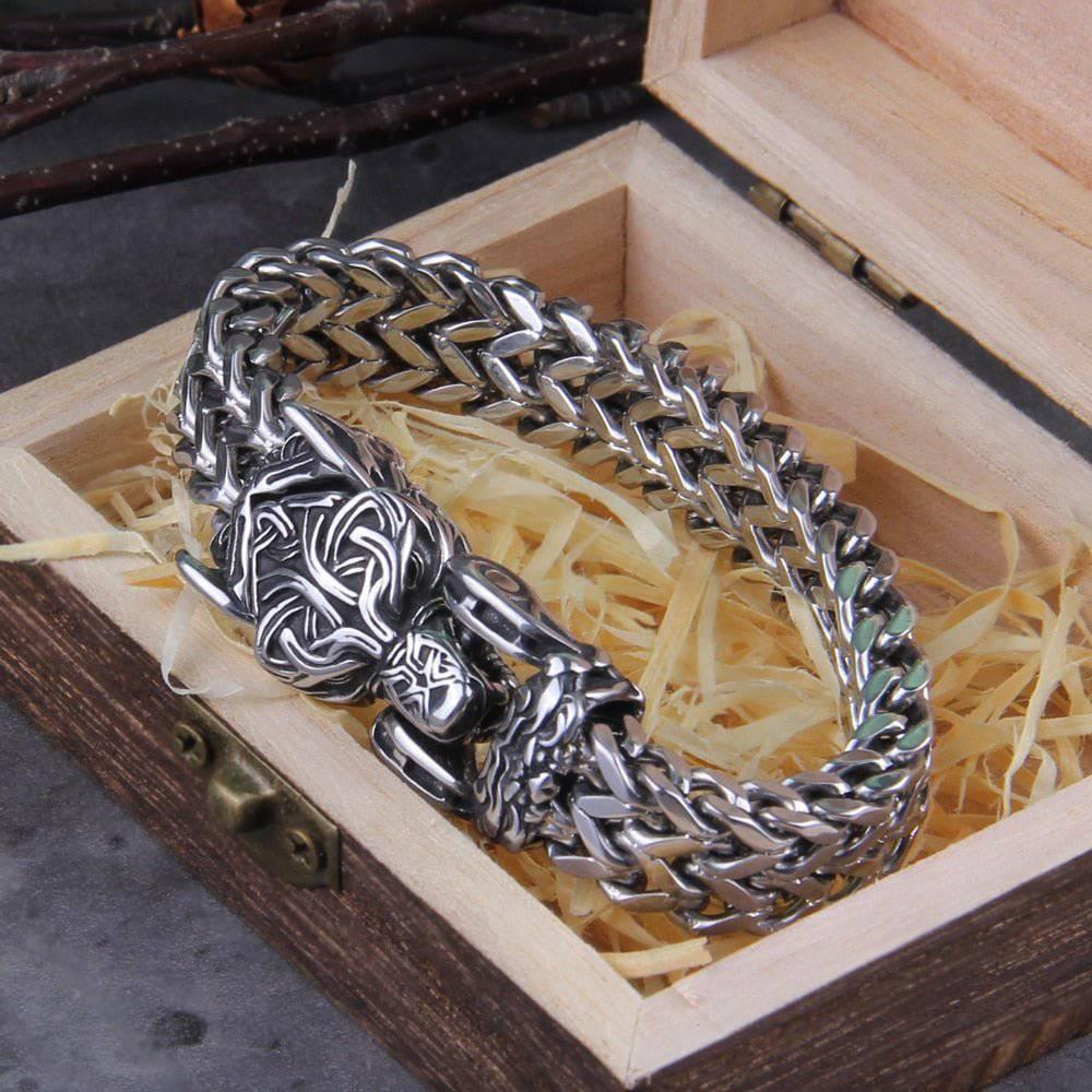 Celtic Fenrir's Bite Heavy Chain Bracelet - Stainless Steel - Norsegarde