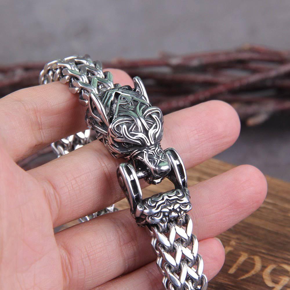 Celtic Fenrir's Bite Heavy Chain Bracelet - Stainless Steel - Norsegarde