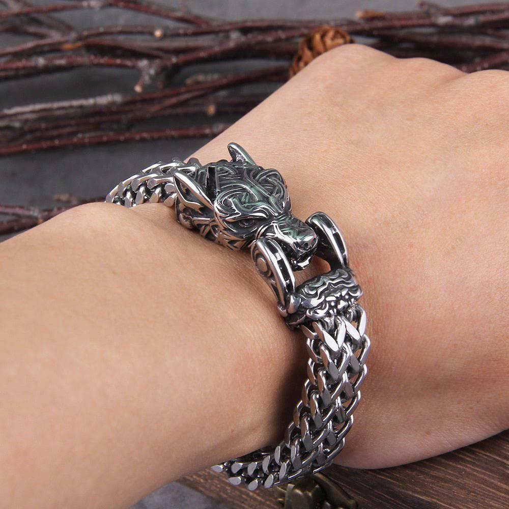 Celtic Fenrir's Bite Heavy Chain Bracelet - Stainless Steel - Norsegarde