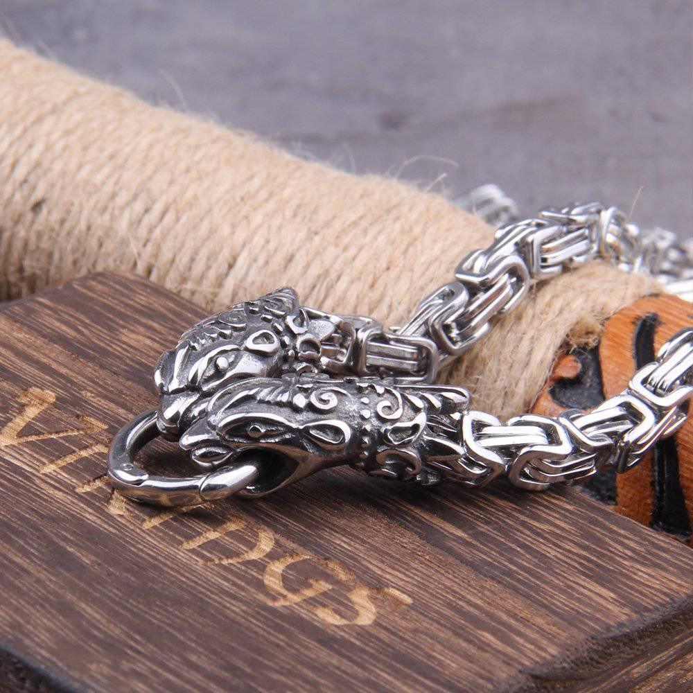 Celtic Wolf's Bite Ring Heavy Chain - Stainless Steel - Norsegarde