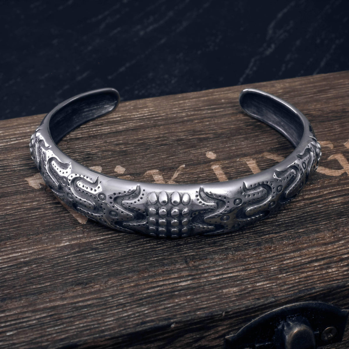 Bracelet Viking Acier Inoxydable - Têtes De Loup Pagan - Style Norrois Odin - Réglable