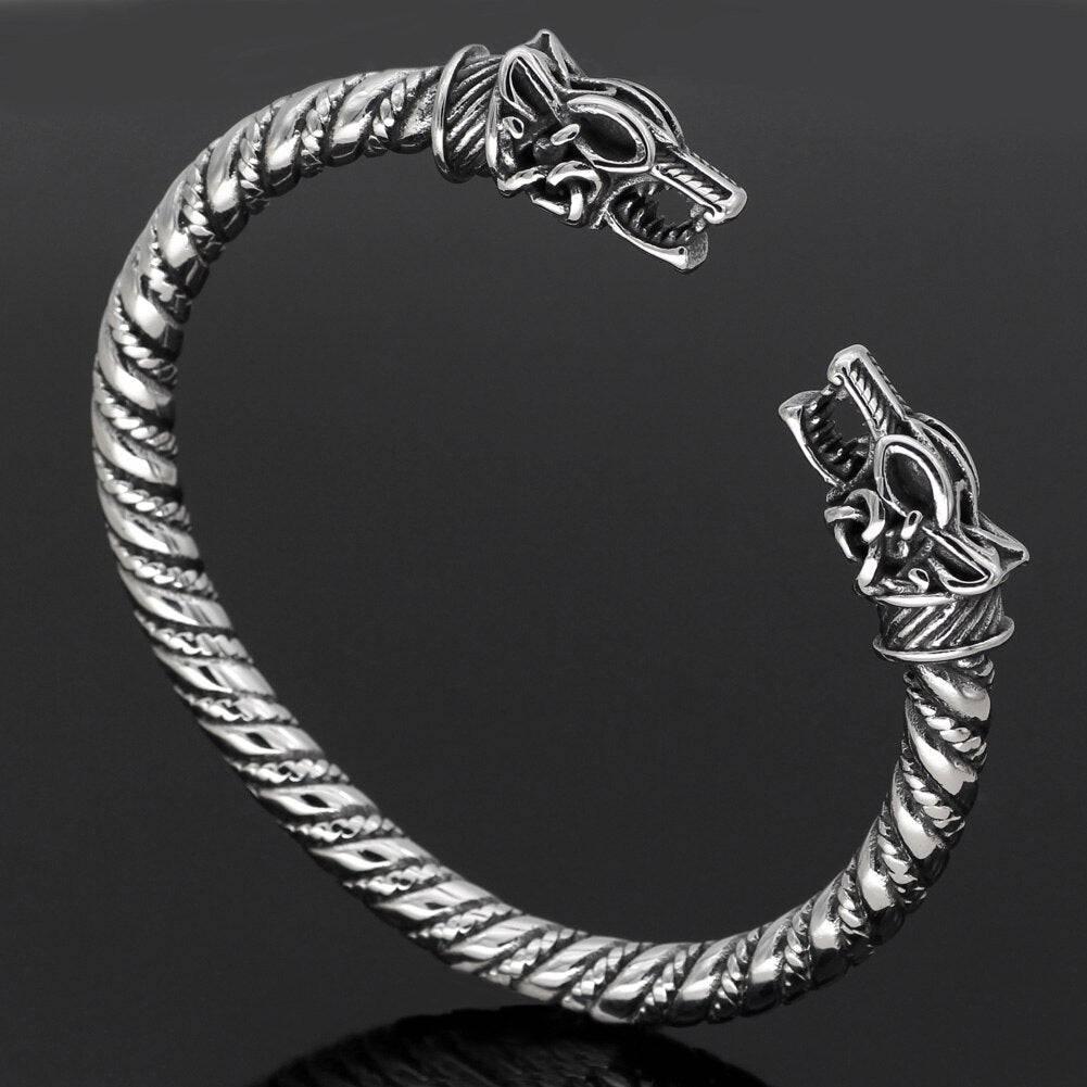 Fenrir Wolf Torc Bracelet - Stainless Steel - Norsegarde