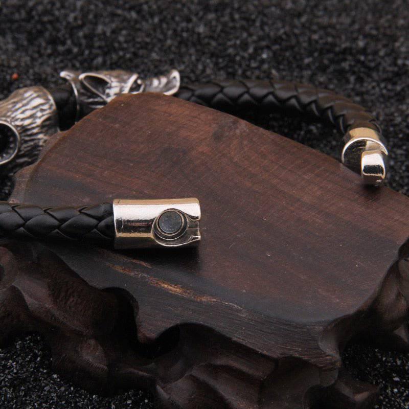 Geri and Freki Braided Leather Bracelet - Norsegarde