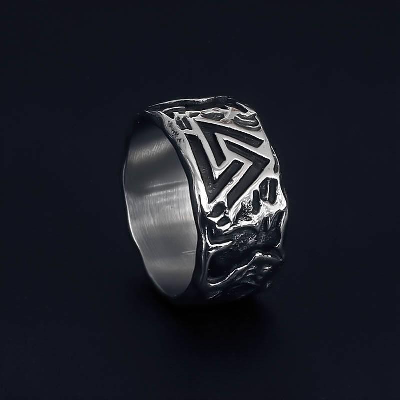 Hammered Valknut Band - Stainless Steel - Norsegarde