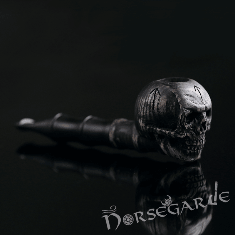 Handcarved Skull Smoking Pipe - Ash Tree - Norsegarde