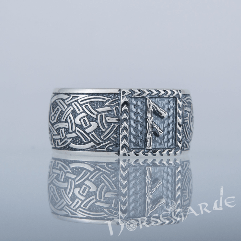 Handcrafted Ansuz Rune Borre Ornament Band - Sterling Silver - Norsegarde