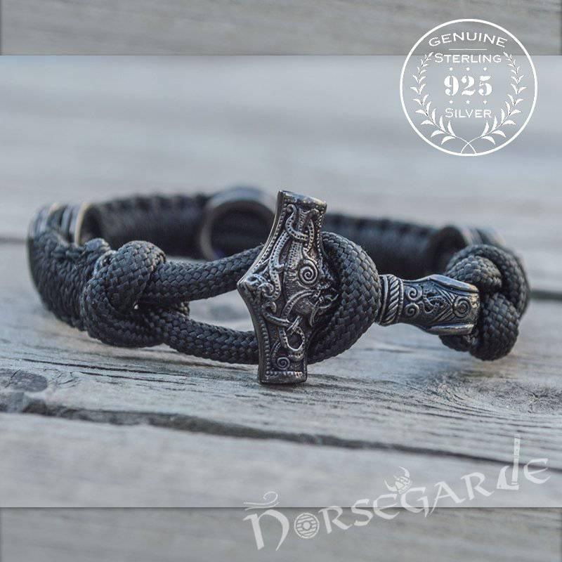 Bracelet Paracorde Rouge Avec Marteau De Thor Viking - Neuf - Unisexe