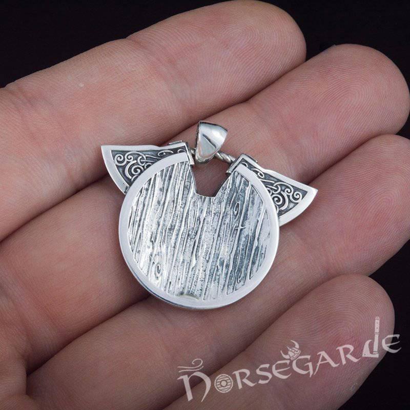 Handcrafted Axes and Shield Pendant - Sterling Silver - Norsegarde