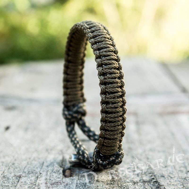 Handcrafted Bark Paracord Bracelet with Mjölnir - Sterling Silver - Norsegarde