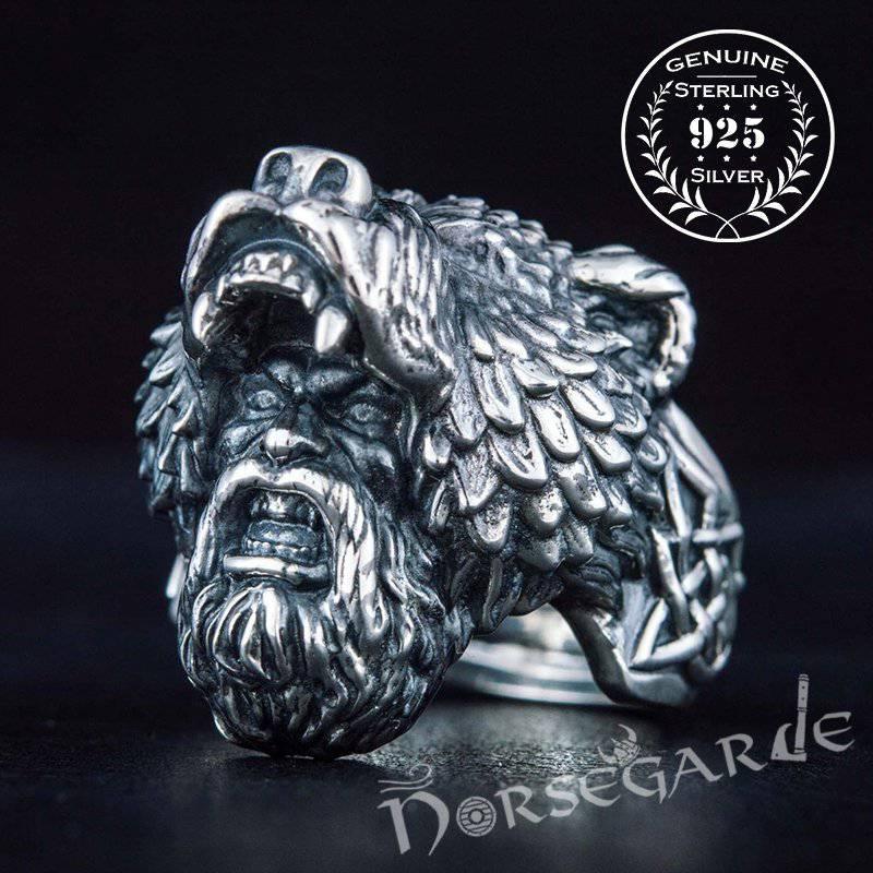 Handcrafted Bear Berserker Ring - Sterling Silver - Norsegarde