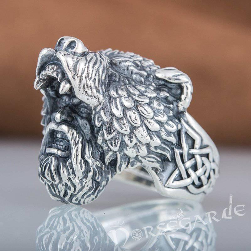 Handcrafted Bear Berserker Ring - Sterling Silver - Norsegarde