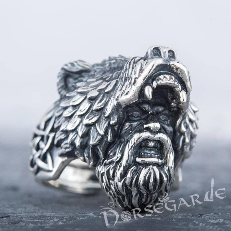 Handcrafted Bear Berserker Ring - Sterling Silver - Norsegarde