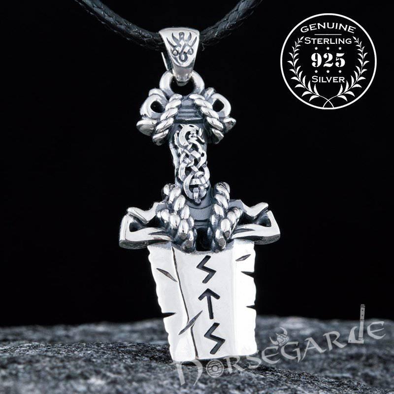 Handcrafted Broken Runic Sword Pendant - Sterling Silver - Norsegarde