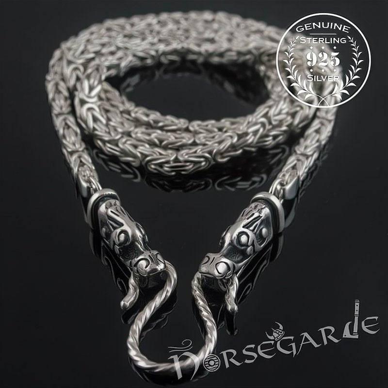 Handcrafted Byzantine Chain with Wolves - Sterling Silver - Norsegarde